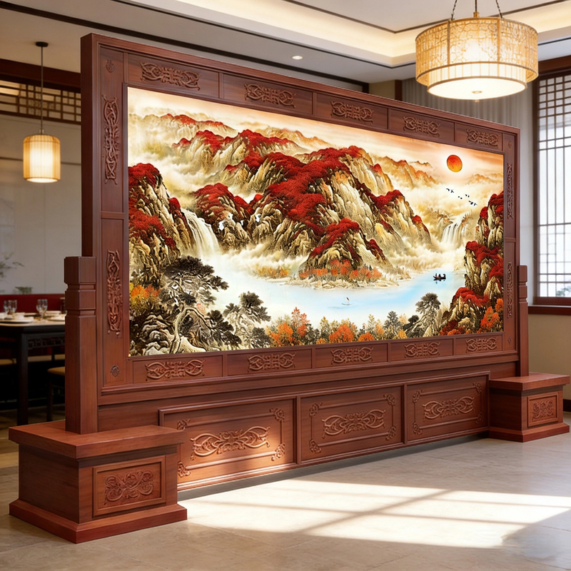 Chinese-Style Screen Partition Solid Wood Company Conference Room Living Room Office Lobby Entrance Wooden Unit Screen Chinese-Style Screen Partition Solid Wood Company Conference Room Living Room Office Lobby Entrance Wooden Unit Screen