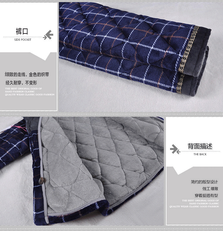 Áo ngủ ba lớp có đệm bông Bộ đồ lót nam trung niên cotton ấm áp Flannel để tăng sự phù hợp với dịch vụ gia đình đồ ngủ nam