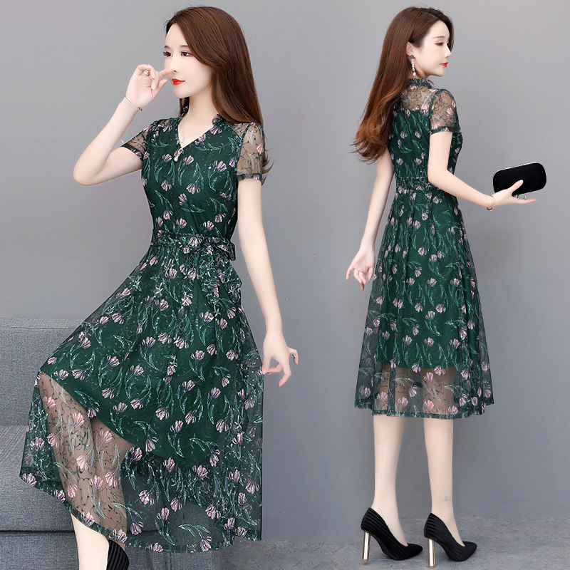 Noble elegant dress in 2020 new summer middle - aged temperament and lean - sending celebrity dress