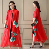 Кардиган, весенний плащ, этническая куртка, китайский стиль, 2019, средней длины, этнический стиль