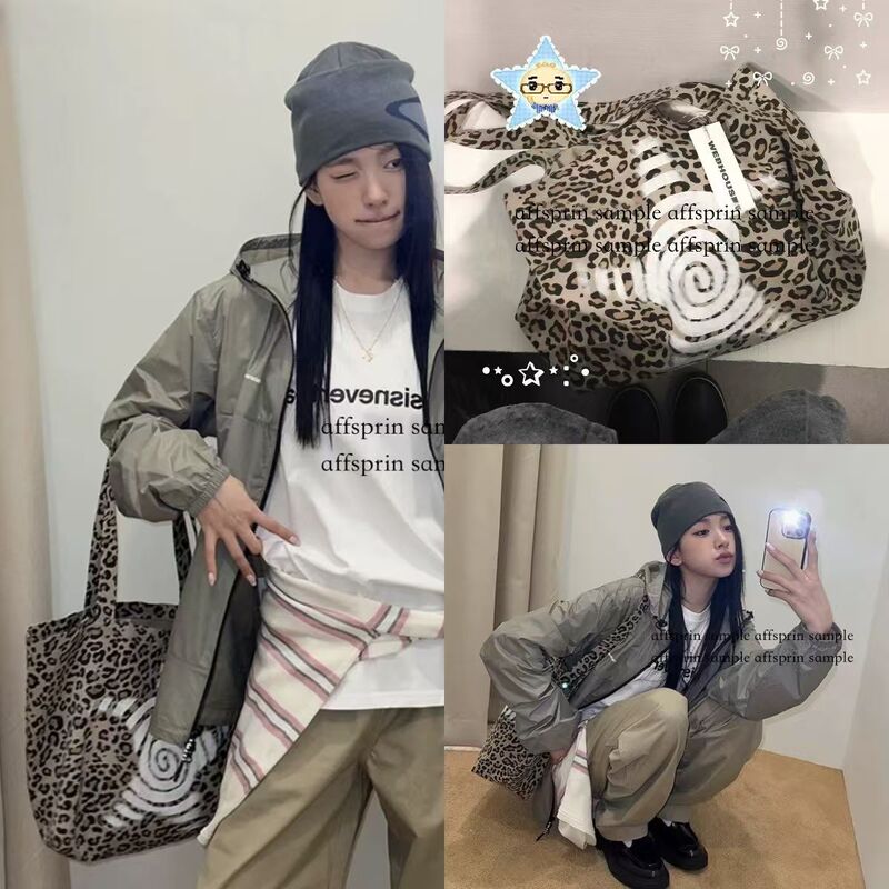 Sudakooo Korea Webhouse25 Summer Versatile Leopard Print Polka Dot Large Capacity Shoulder Bag Tote Bag