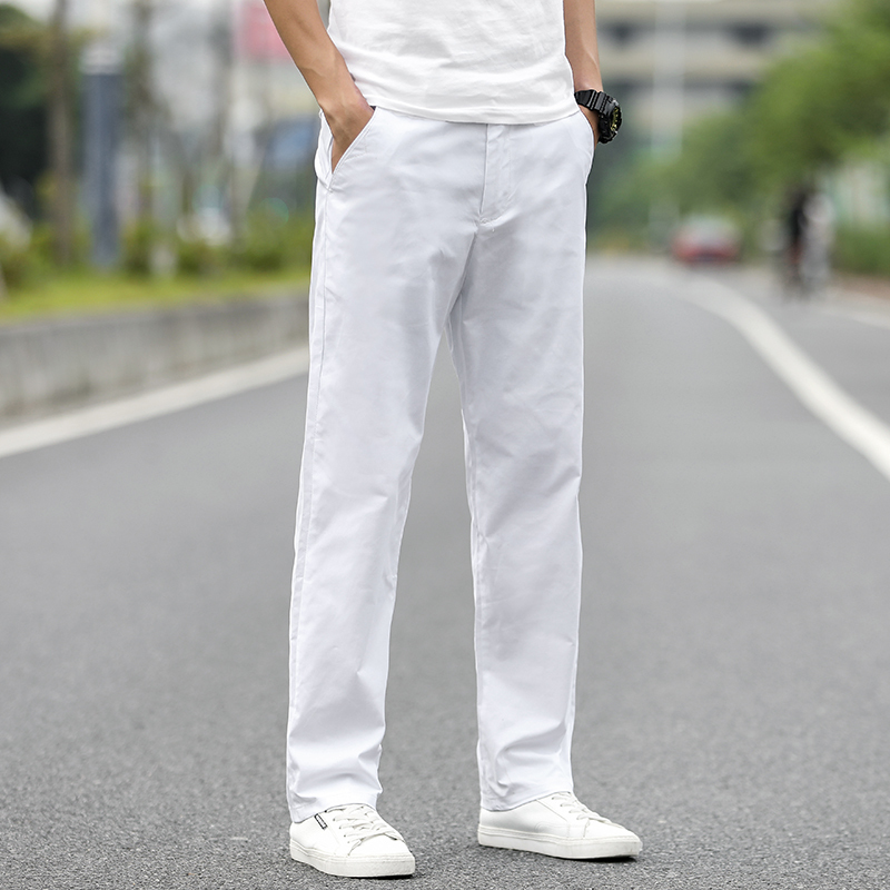 White Men's Casual Pants, Korean Style, Autumn and Winter, Versatile, Thick Dress Pants, Business Straight-Leg Trousers, Casual Pants for Men