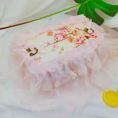 Pastoral flowers lace tissue cover pink rose fabric tissue cover length extraction tissue cover car tissue cover