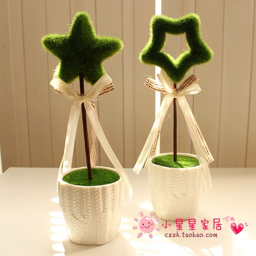 Пасторальное моделирование Пушистое зеленое растение декоративное горшечное фальшивое цветочное зеленые растения Небольшое набор моделирование бонсай бонсай