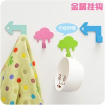 Rear door adhesive hook small clear metal clothes hook cute cloud strong load-bearing adhesive hook hook