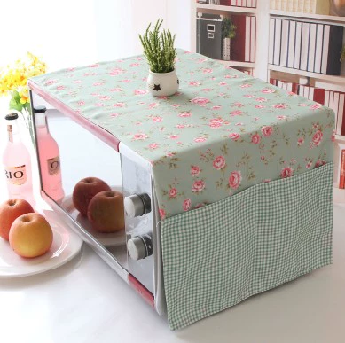 Корейская версия сетки тканевой микроволновой крышки плиты на обеих сторонах сельской цветочной микроволновой печи Крышка пылевой крышка розовый зеленый