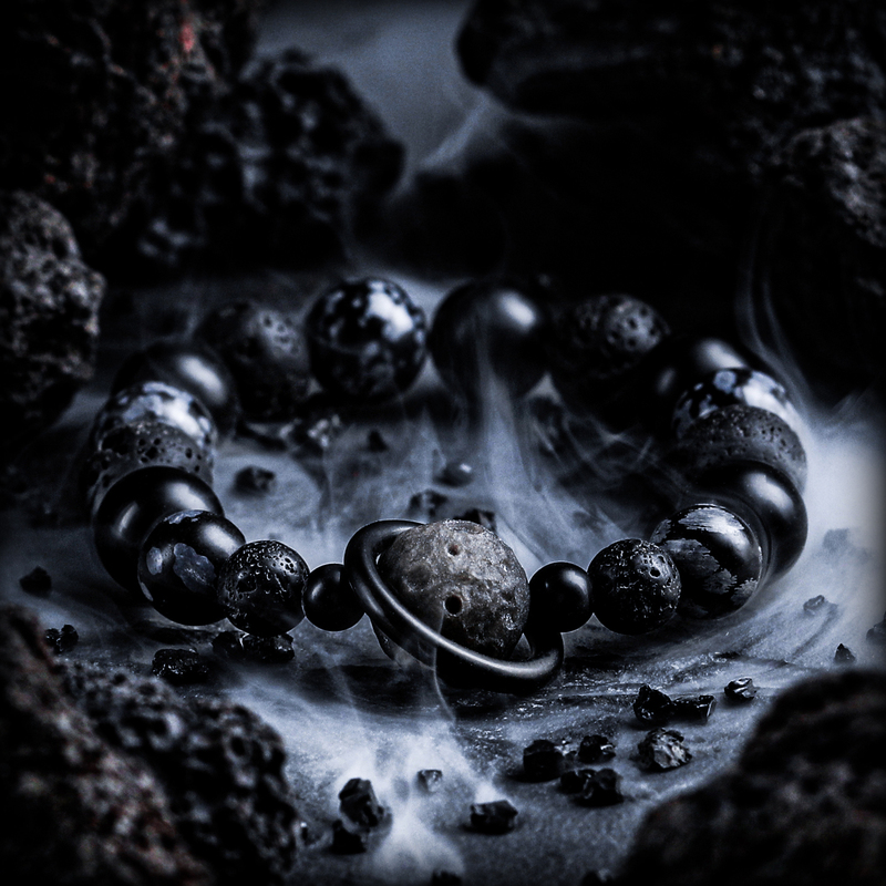 Guxi【Moonmark】Dark Style Snowflake Obsidian Bracelet for Men, Unique Volcanic Stone Beads, Vintage Personality Gift Guxi【Moonmark】Dark Style Snowflake Obsidian Bracelet for Men, Unique Volcanic Stone Beads, Vintage Personality Gift