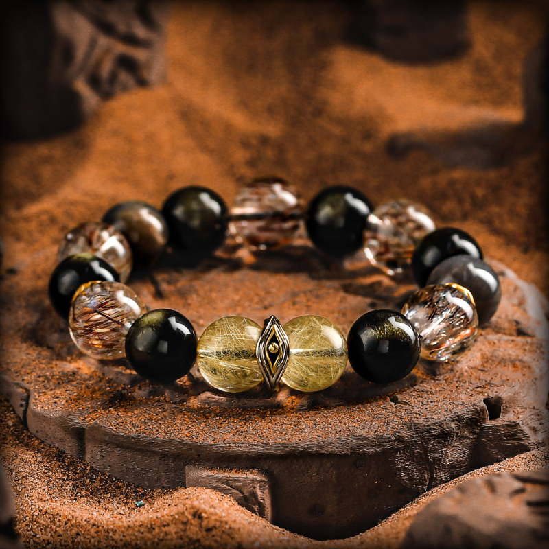 Guxi【Domination】Obsidian Bracelet for Men, Golden Rutilated Quartz Beads, Black Gold Super Seven Crystal, Birthday Gift, Light Luxury Guxi【Domination】Obsidian Bracelet for Men, Golden Rutilated Quartz Beads, Black Gold Super Seven Crystal, Birthday Gift, Light Luxury
