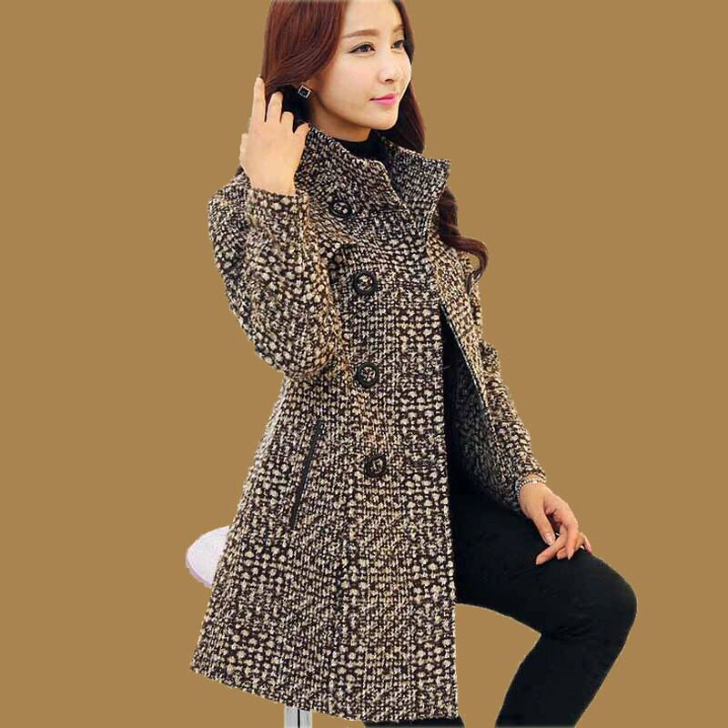 Woolen Coat for Women, Mid-Length, Middle-Aged Mother's Clothing, Autumn and Winter New Style, Large Size, Fashionable Plaid Woolen Coat, Thickened