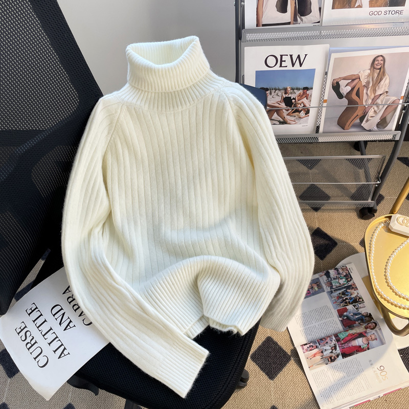 White Turtleneck Sweater for Women, Autumn and Winter, Thickened, 2026 New Popular Style, High-End Feel, Winter Knitwear, Base Layer Shirt White Turtleneck Sweater for Women, Autumn and Winter, Thickened, 2026 New Popular Style, High-End Feel, Winter Knitwear, Base Layer Shirt