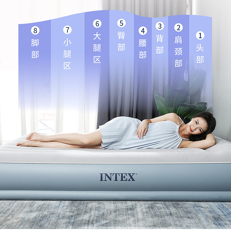 INTEX充气床内置泵气垫床家用加高单人双人一键充放气户外折叠床-阿里巴巴