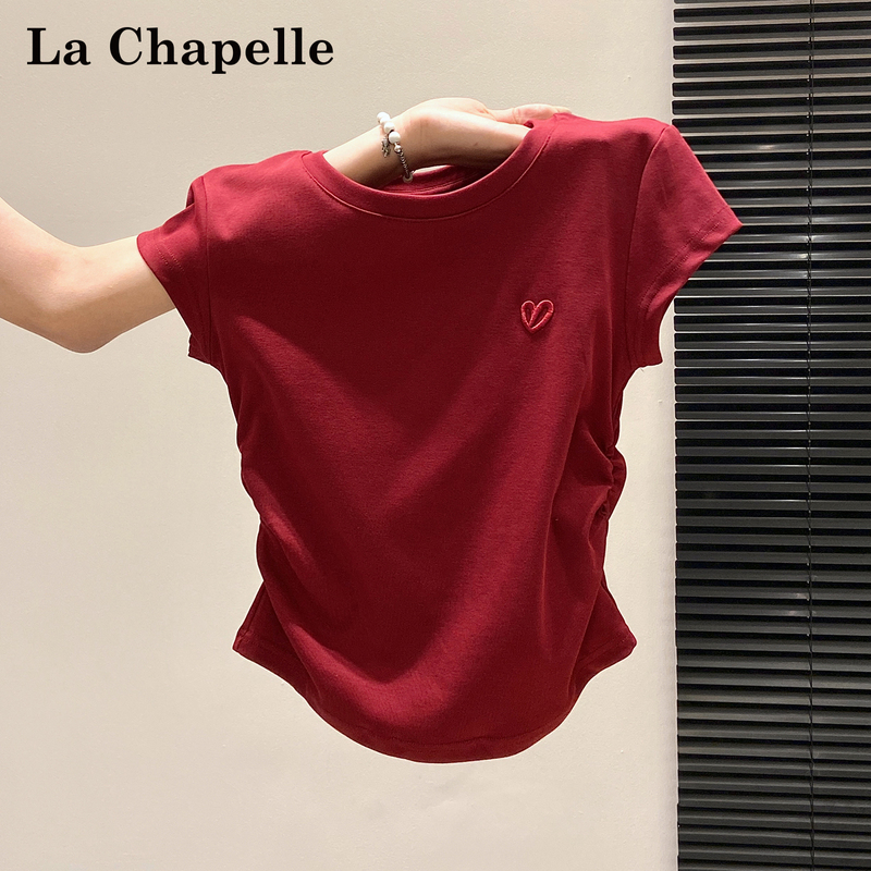 La Chapelle Burgundy Pure Desire Short-Sleeve T-Shirt for Women, Summer 2026 New Style, Petite Regular Shoulder Base Shirt Top La Chapelle Burgundy Pure Desire Short-Sleeve T-Shirt for Women, Summer 2026 New Style, Petite Regular Shoulder Base Shirt Top