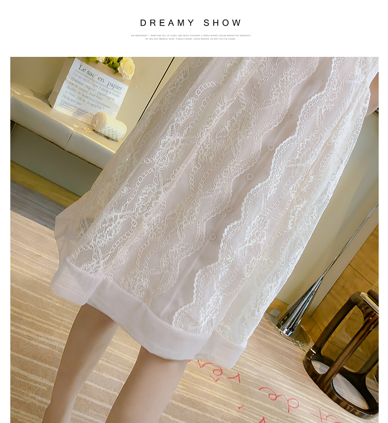 VK旗艦店 韓系時尚蕾絲網紗甜美短袖洋裝