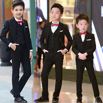 Flower girl dress suit boy British style little boy wedding handsome small suit three-piece Childrens black suit