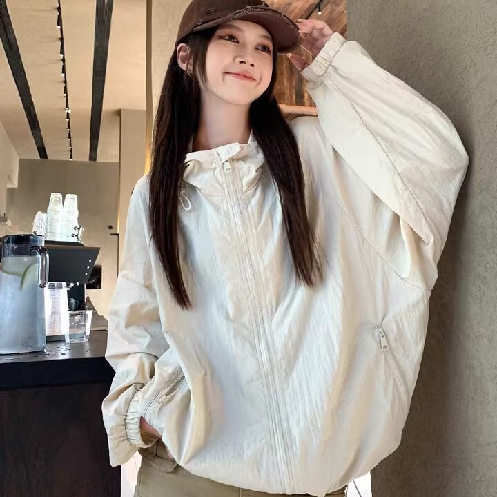 2026 New Style Casual Drawstring Sun-Protective Loose Hooded Sports Jacket for Women, Versatile Trendy Outerwear