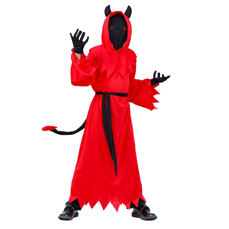 Halloween Trẻ Em Trang Phục Cái Chết Đen Quỷ Đỏ Cosplay Kinh Dị Tiệc Chủ Đề Trang Phục Bộ