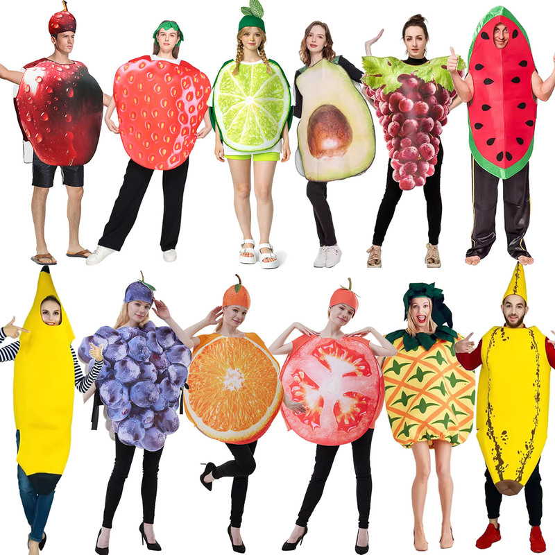 Halloween Green Lemon Red Apple Costume Adult Food Prank Party Banana Orange Grape Tomato Red Grape