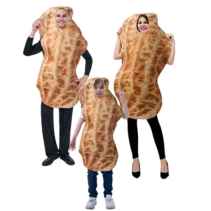 Halloween Funny Peanut Costume Food Shell Prank Crazy Party Peanut Jumpsuit Stage Performance Costume