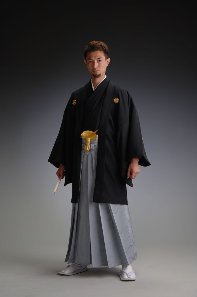 日本传统正式男士礼装和服纹付组合刺绣家纹羽织着物和服袴成人礼