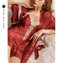  Shang Weiman sexy nightgown female summer sling pajamas thin cute hot temptation ice silk large size nightgown suit