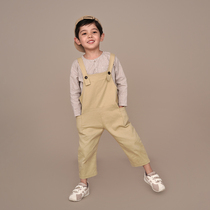 Ha tooth childrens clothing summer clothing new products Childrens men and womens retro pure cotton casual big ass bib pants Parent-child trousers