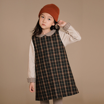Hua tooth childrens clothing early autumn new girl childrens retro Joker baby sleeveless thick warm check back skirt