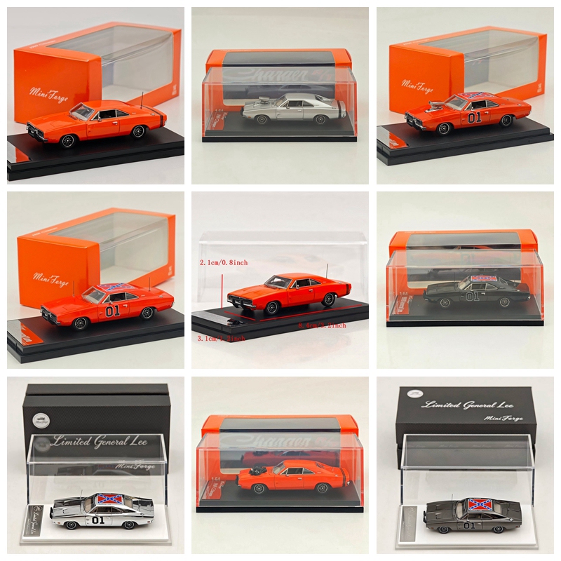 Mini Forge 1:64 Dodge Charger 1969 General Lee Open-Air Engine Alloy Car Model