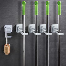 Non-perforated mop rack Mop clip Balcony broom rack Strong hook hook rack Bathroom wall-mounted toilet card holder
