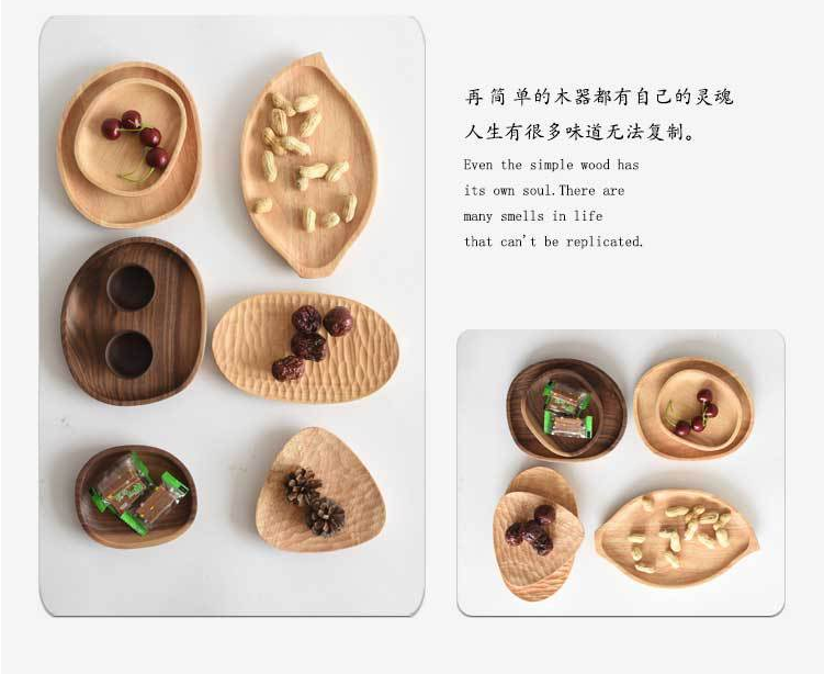 Tấm gỗ óc chó đen không đều đá cuội đĩa hình bầu dục tấm gỗ tấm trái cây món tráng miệng khay gỗ trang trí