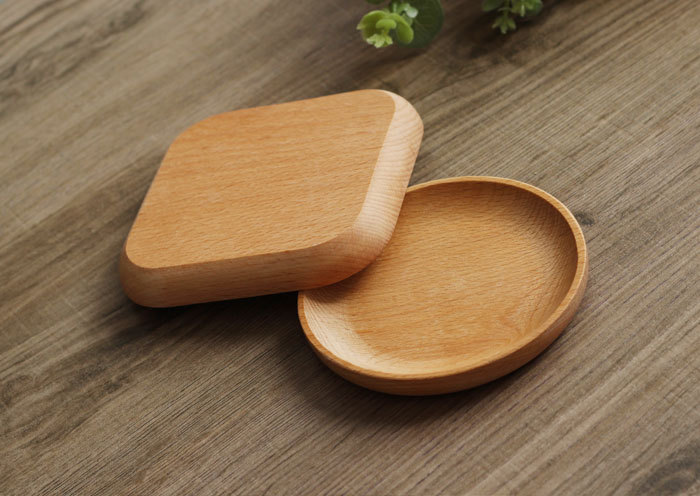 Khay gỗ tròn vuông tấm trái cây chữ tùy chỉnh gỗ không sơn tấm snack cà phê snack gỗ tấm hộ gia đình đũa gỗ cao cấp