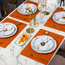 Eurostyle dining mat waterproof and anti-scalding anti-oil restaurant Home minimalist pure color washing-free thermal insulation pu leather Western table cushion