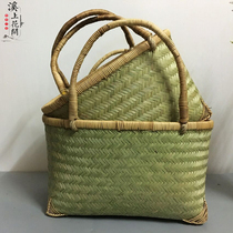 Brook blossom bamboo weaving portable bamboo basket egg basket shopping shopping shopping farm bamboo products craft weaving bamboo basket