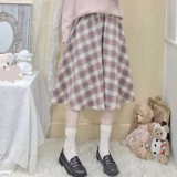 Демисезонное шерстяное пальто, демисезонная японская школьная юбка, шерстяной свитер, комплект, А-силуэт