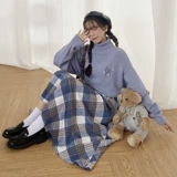 Демисезонное шерстяное пальто, демисезонная японская школьная юбка, шерстяной свитер, комплект, А-силуэт