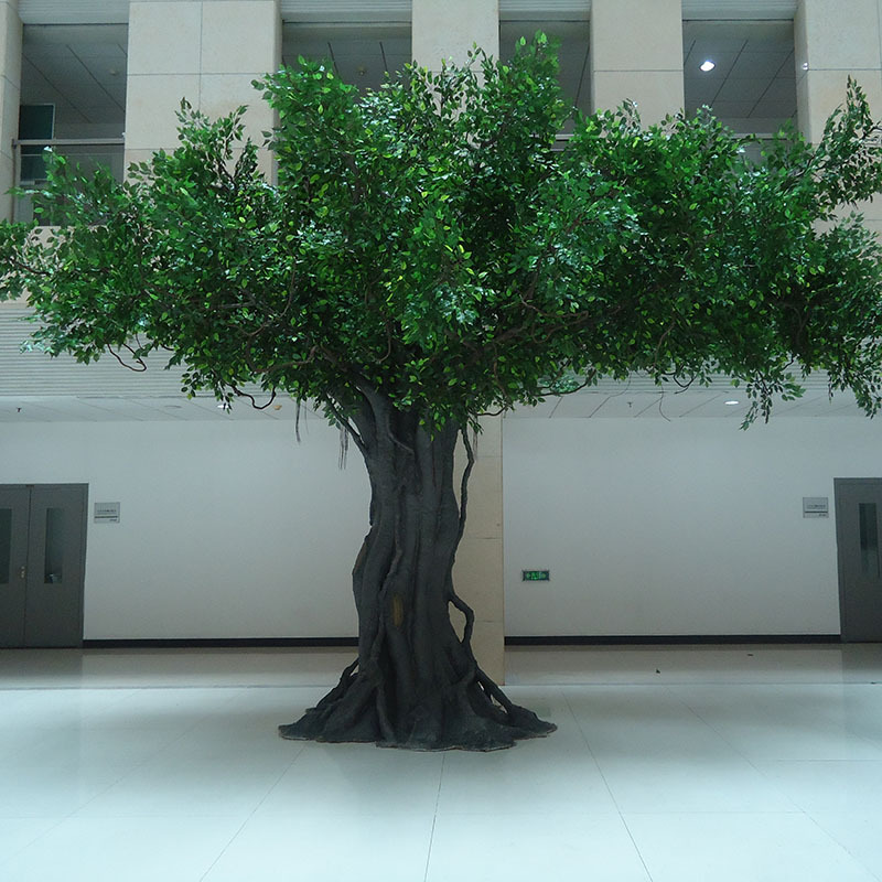 Simulated Tree, Fiberglass Fake Tree, Large Banyan Tree, Indoor Column-Wrapped Banyan Tree, Large Hotel Lobby Wedding Tree