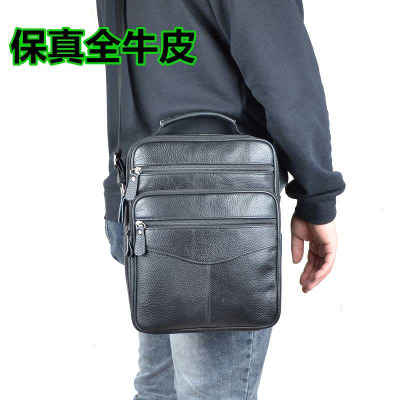 First layer cowhide men's bag leather shoulder bag men's bag casual horizontal and vertical messenger bag mini small shoulder bag tide bag