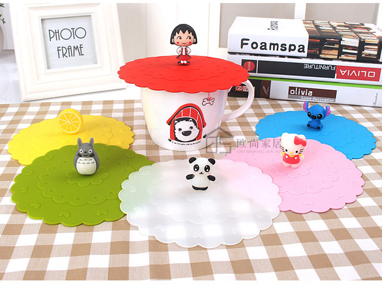 15cm loại thực phẩm lớn không độc hại silicone cốc bìa bụi bát bìa gốm cốc phổ quát hoạt hình trà cốc bìa - Tách bình đựng nước thủy tinh có vòi