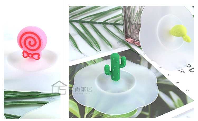 10cm thực phẩm lớp không độc hại silicone cốc bìa bụi phim hoạt hình gốm nước cốc nắp phổ cốc cốc nắp