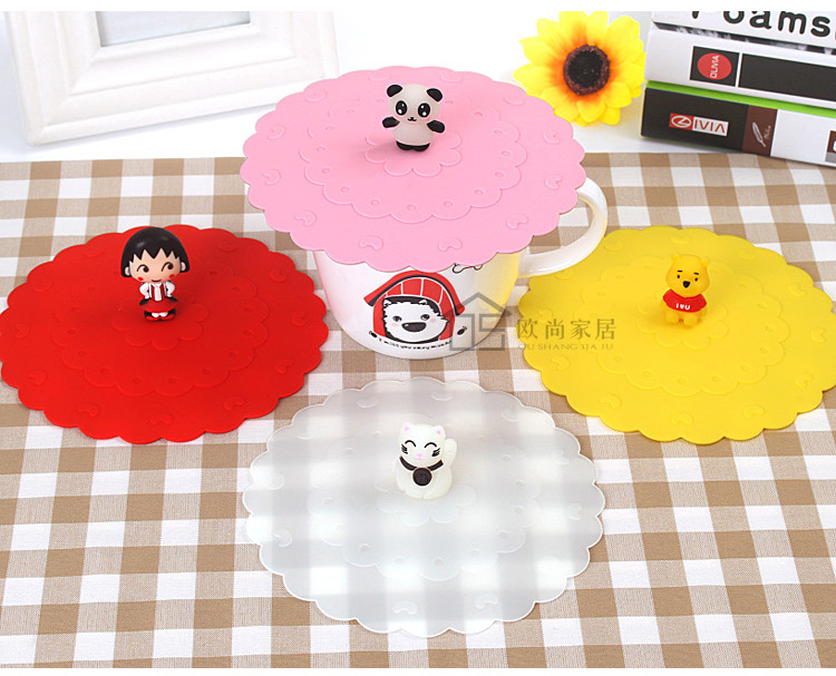 Lớn 15cm silicone không độc hại nắp cốc kín nắp bụi gốm nắp cốc nước hoạt hình bìa trà tách nắp ấm - Tách bình giữ nhiệt giá rẻ