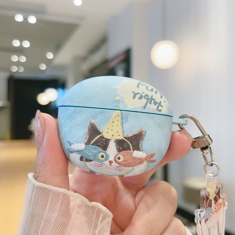 Double Fish Haha Cat Protective Case for Vivo Twsa4, Vivotwsair3Pro Protective Shell, Air3 Earphone Case, Wireless Bluetooth Air3 Pro Earphone Soft Case A5 with Pendant, Non-Slip Cover Double Fish Haha Cat Protective Case for Vivo Twsa4, Vivotwsair3Pro Protective Shell, Air3 Earphone Case, Wireless Bluetooth Air3 Pro Earphone Soft Case A5 with Pendant, Non-Slip Cover
