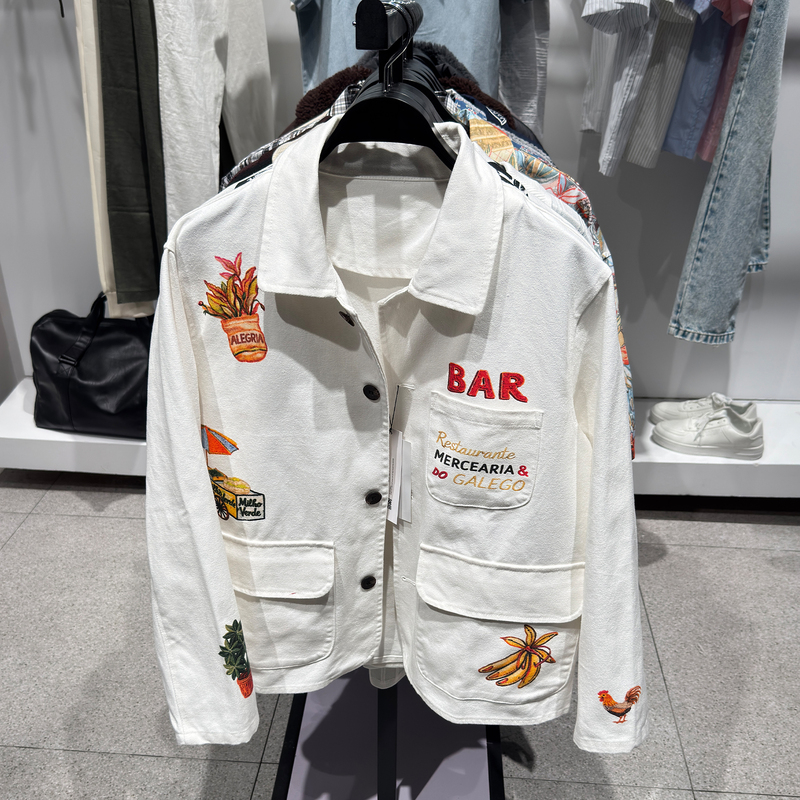 Cabinet 899! New Autumn Men's Clothing Cotton Canvas Printed American-Style Loose Work Shirt Jacket 0624405