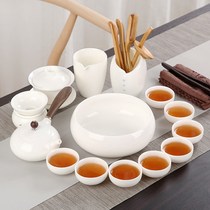 Dehui goat Jade white porcelain tea set home simple living room kung fu tea set ceramic tea maker Cover bowl tea cup