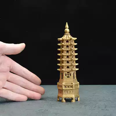 Bronze ribs, transport aids, copper ornaments, nine-layer Wenchang Tower, desktop small ornaments, Feng Shui bronze retro pure copper solid core
