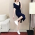 Miqiduo cổ chữ v váy năm 2021 mới của phụ nữ mùa hè băng lụa ngắn tay xẻ rãnh thời trang váy dài giữa mỏng - váy đầm