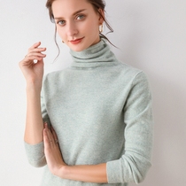 Autumn and winter New 100% pure cashmere sweater female pile collar slim short turtleneck sweater 100% wool base knitting