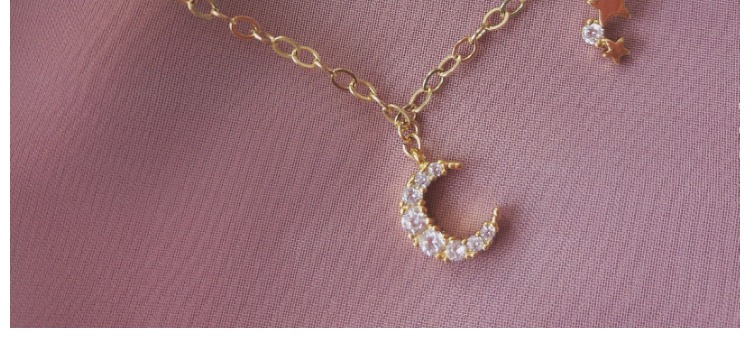 Thiết kế nguyên bản Vàng 14k mạ vàng sao trăng Thủy thủ mặt trăng zircon kim cương thời trang khí chất lắc chân nữ đẹp