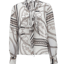 ONLY2024 new summer design commuting all-over printed asymmetric collar long-sleeved shirt for women) 124205011