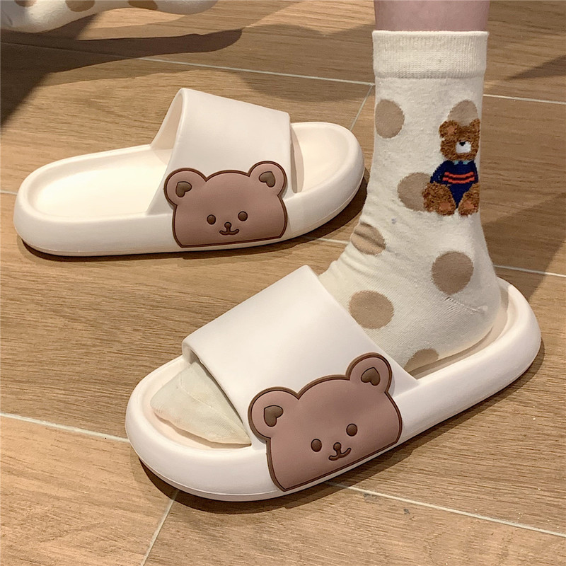 Eva Non-Slip and Odor-Resistant Slippers with a Stepping-On-Poop Sensation, Suitable for Indoor and Outdoor Use, Cute Cartoon Thick-Soled Bath Slippers with an Instagram-Worthy Girly Vibe
