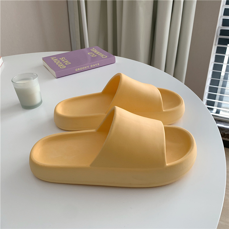 Solid & YellowFeeling of stepping on shit Thick bottom slipper female summer Wear out lovers ins tide personality fashion indoor take a shower non-slip Sandals male