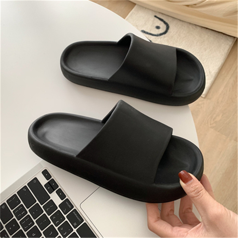 Solid & BlackFeeling of stepping on shit Thick bottom slipper female summer Wear out lovers ins tide personality fashion indoor take a shower non-slip Sandals male